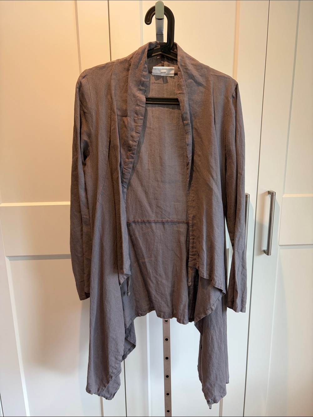 bryn Walker Draped Open Cardigan Jacket in Charcoal Gray